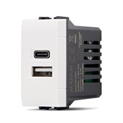 DOPPIA PRESA BIANCA USB-A USB-C SERIE T1 TOT ELECTRIC 833B