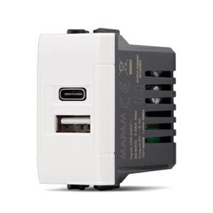 DOPPIA PRESA BIANCA USB-A USB-C SERIE T1 TOT ELECTRIC 833B